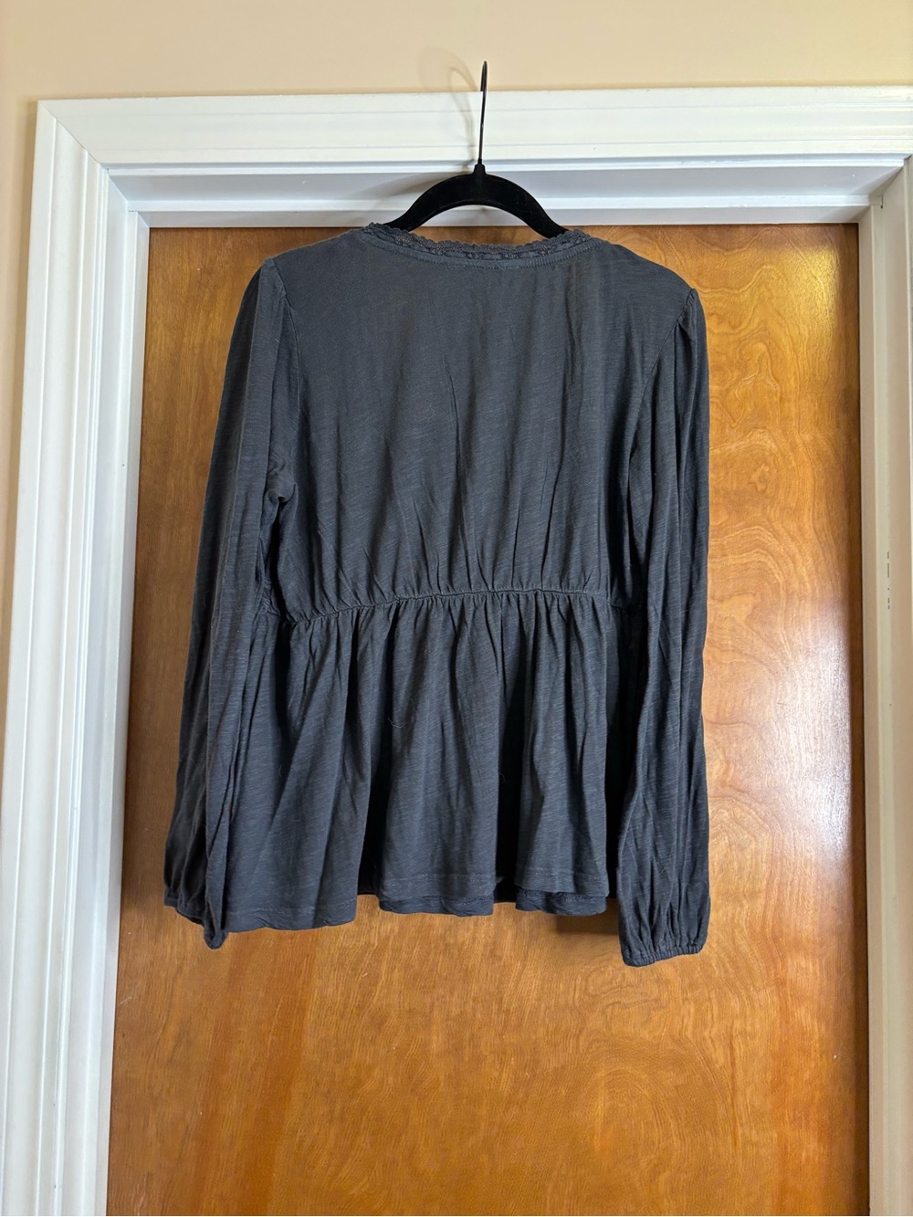 Lucky Brand Charcoal Crochet-Yoke Peasant Tunic - Picture 3 of 3